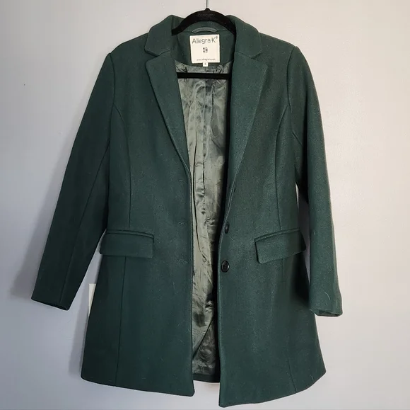 Allegra K Womens Green Pea Coat - Picture 2 of 7